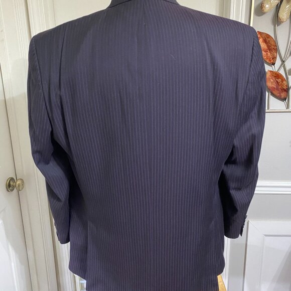 46 Reg Sean John Navy Pinstriped Suit Jacket - Picture 2 of 8
